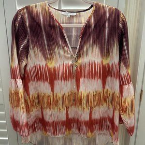 Matison Stone Stripe Watercolor Fall Long Sleeve Blouse